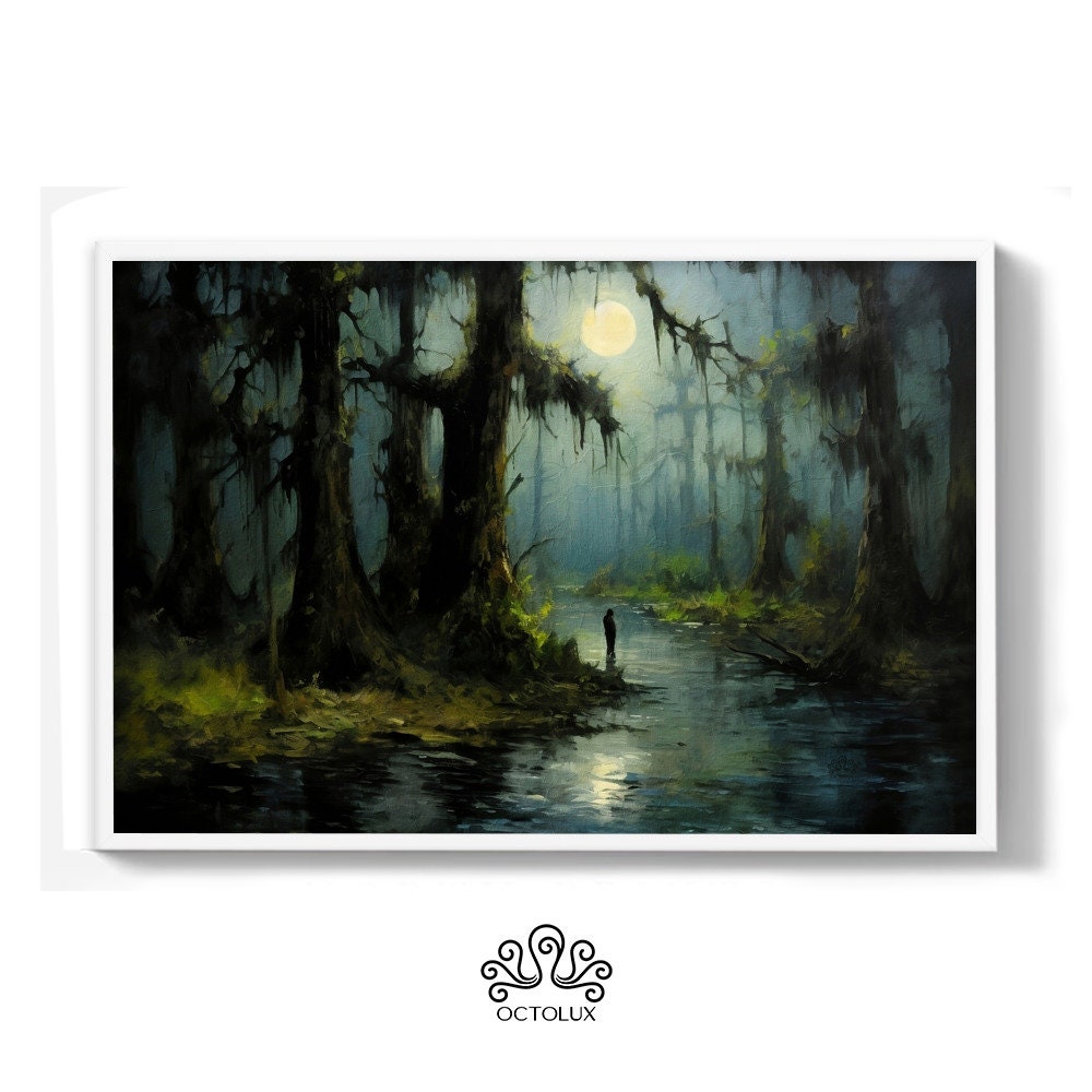 The Haunted Swamp Thing of Louisiana - Scenic Print - Wall Decor Painting