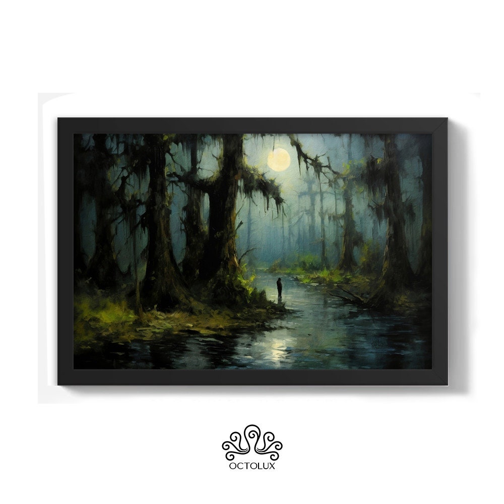 The Haunted Swamp Thing of Louisiana - Scenic Print - Wall Decor Painting