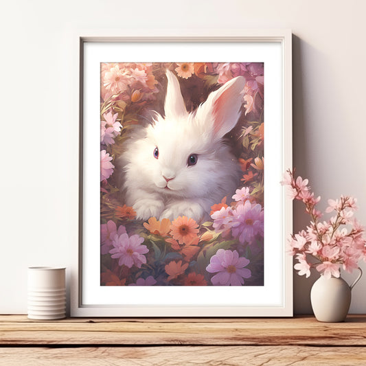 Vintage Style Bunny Painting #1 | Country Nursery Wall Art | Easter PRINTABLE Digital | Teen Girl Room Decor