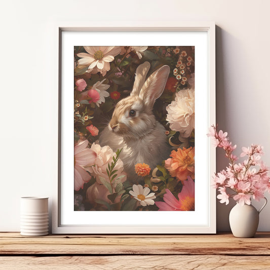 Vintage Style Bunny Painting #2 | Country Nursery Wall Art | Easter PRINTABLE Digital | Teen Girl Room Decor